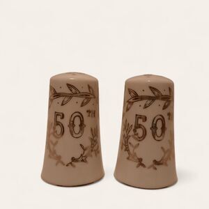 Vtg Lefton 50th Anniversary White & Gold Salt & Pepper Shakers  Japan  1955 Mark